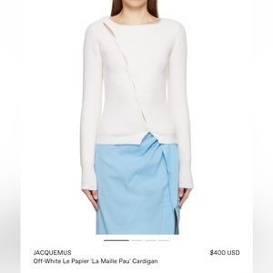 Brand new NWT Jacquemus Le Papier 'La Maille Pau' Cardigan